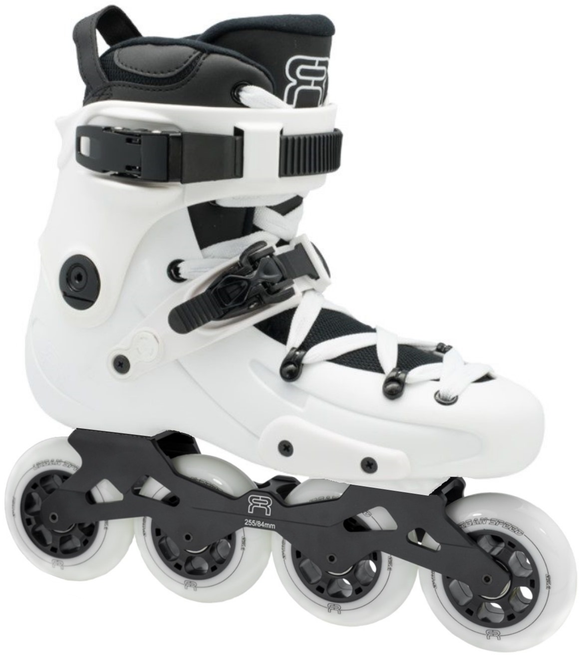 FR1 84 white freeride inline skates with 84 mm wheels